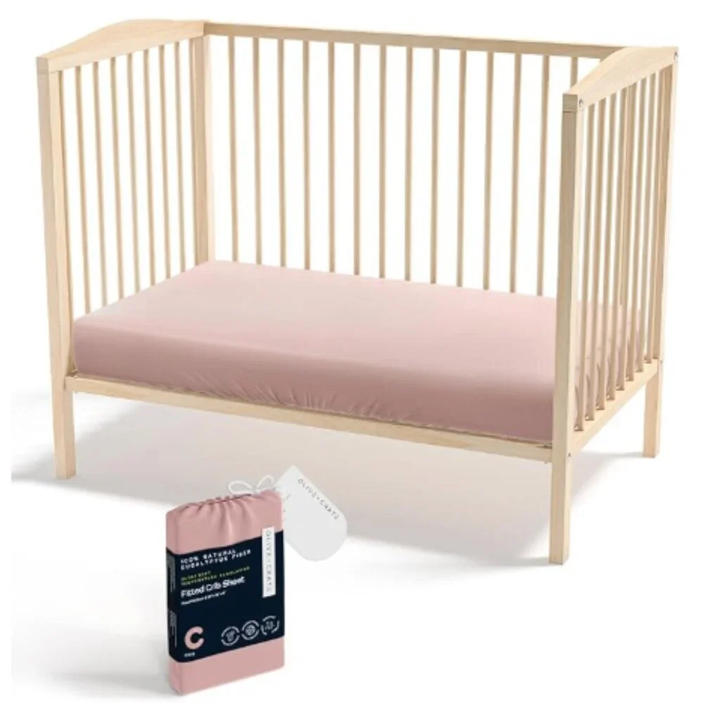 Eucalyptus Crib Sheet – Baby/Toddler – Cooling, Soft, 100% TENCEL – Olive Crate